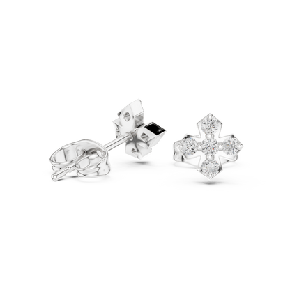 5-Stone Round Diamond Clove Stud Earrings in White Gold - Round Cut Lab Diamond White Gold Ring