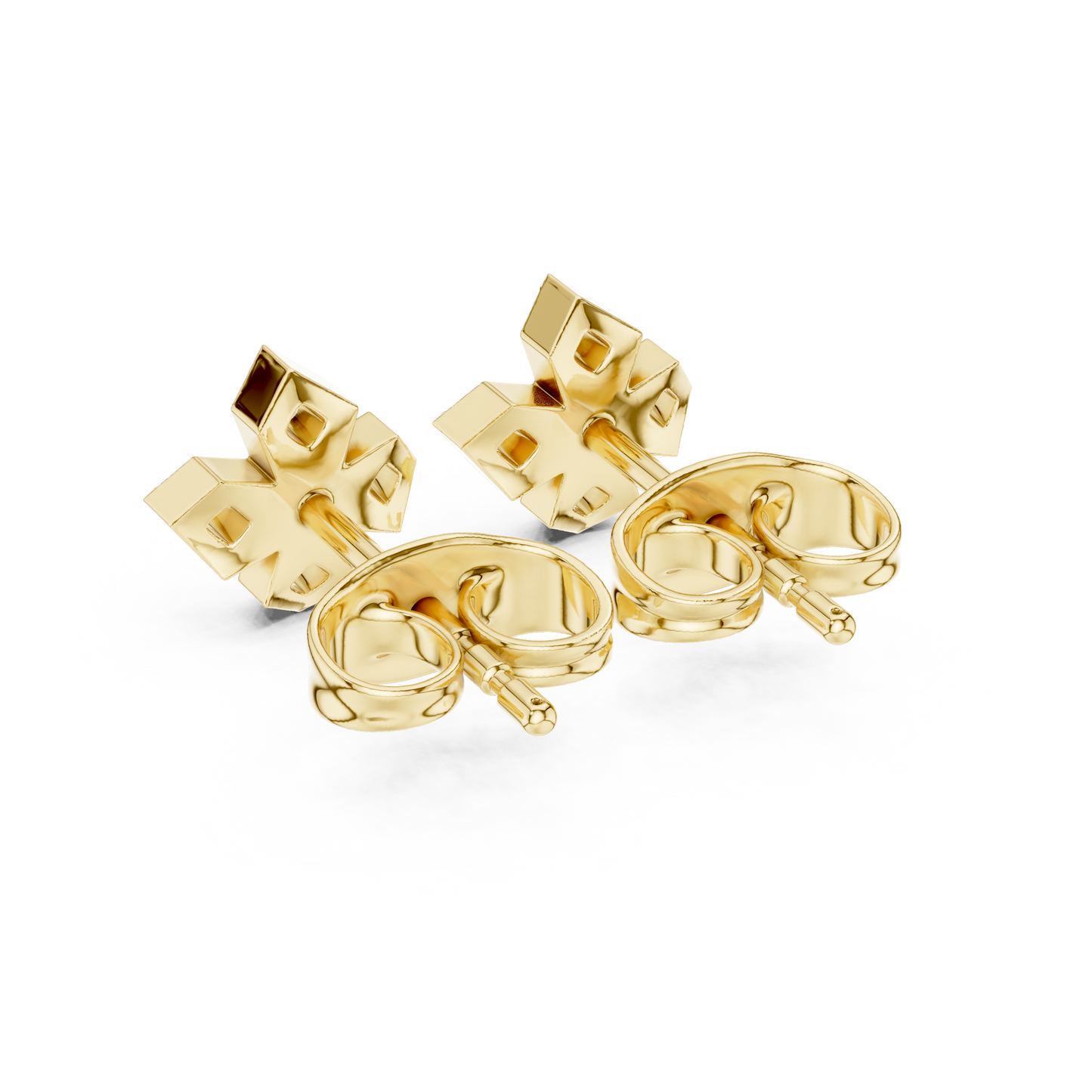 5-Stone Round Diamond Clove Stud Earrings in Yellow Gold - Round Cut Lab Diamond Yellow Gold Ring