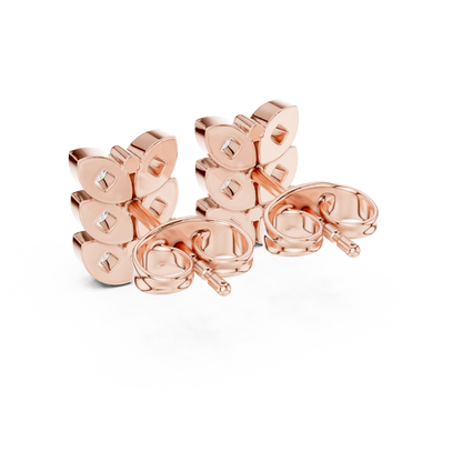 Verona Scallop Round Diamond Stud Earrings in Rose Gold - Round Cut Lab Diamond Rose Gold Ring