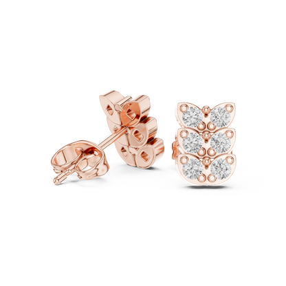 Verona Scallop Round Diamond Stud Earrings in Rose Gold - Round Cut Lab Diamond Rose Gold Ring