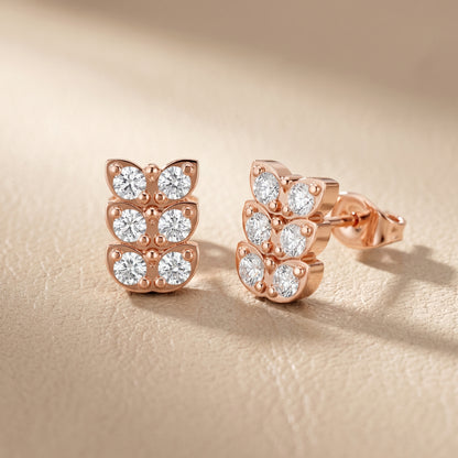 Verona Scallop Round Diamond Stud Earrings in Rose Gold - Round Cut Lab Diamond Rose Gold Ring