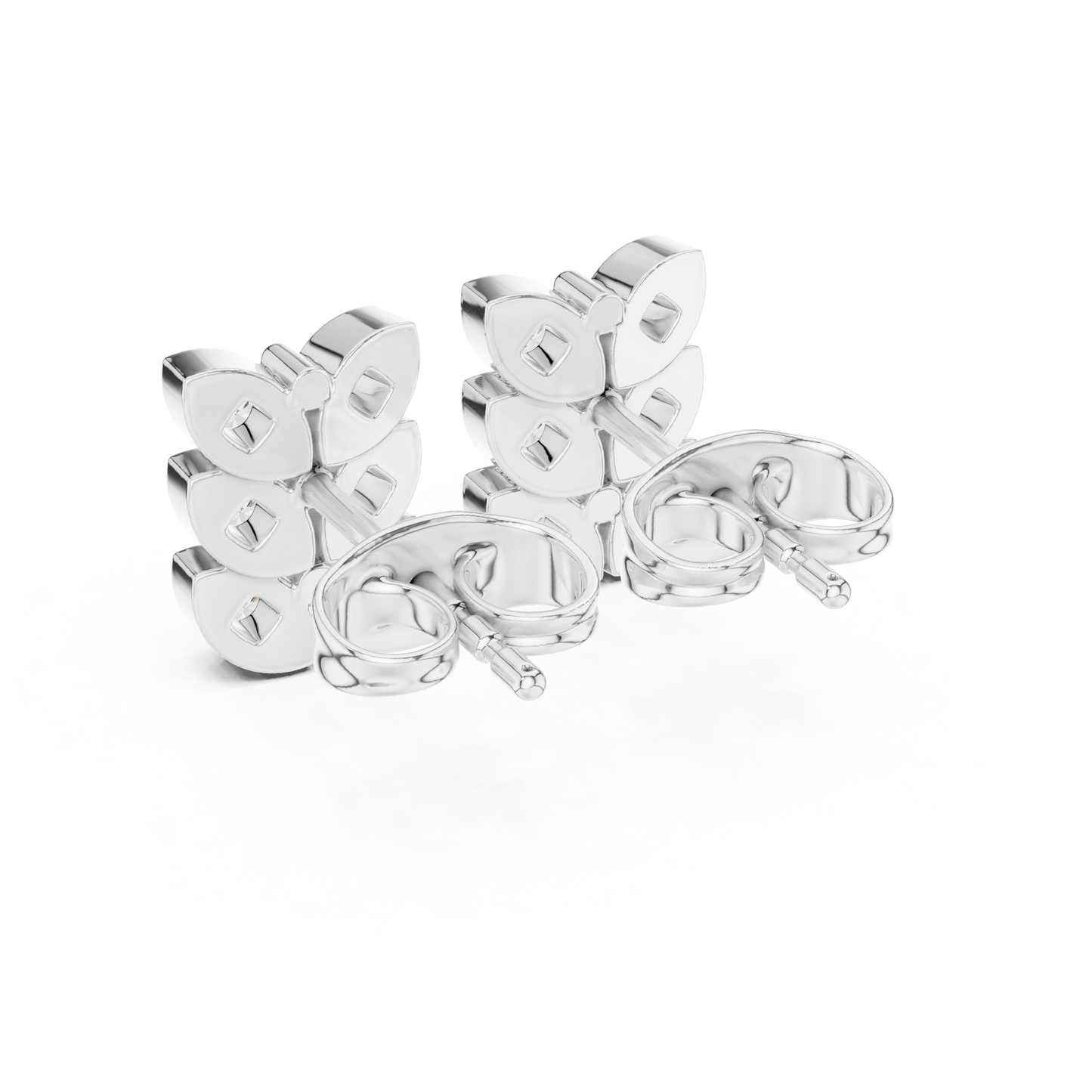 Verona Scallop Round Diamond Stud Earrings in White Gold - Round Cut Lab Diamond White Gold Ring