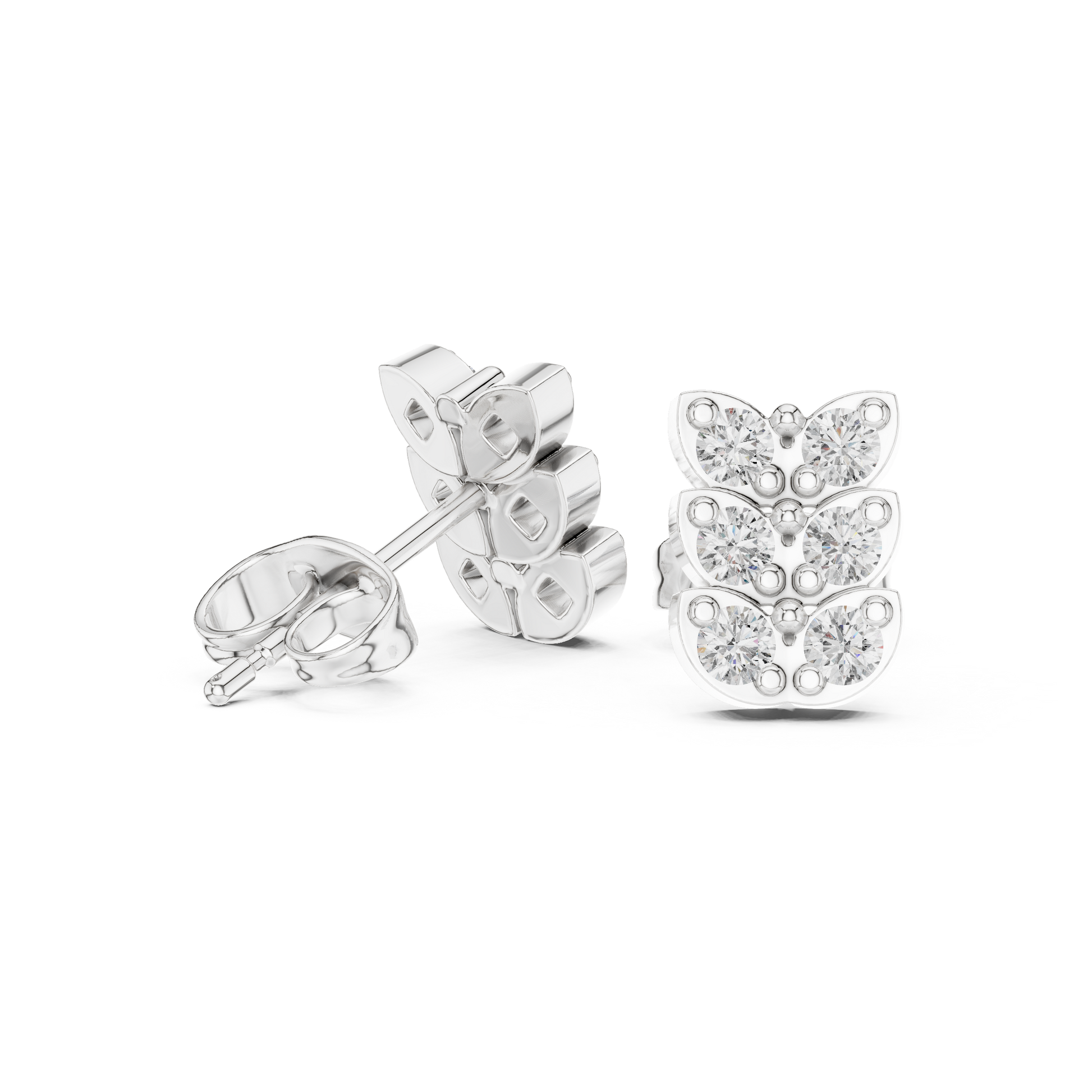 Verona Scallop Round Diamond Stud Earrings in Platinum - Round Cut Lab Diamond Platinum Ring