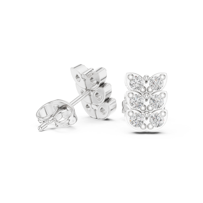 Verona Scallop Round Diamond Stud Earrings in Silver - Round Cut Lab Diamond Silver Ring