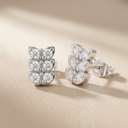 Verona Scallop Round Diamond Stud Earrings in Platinum - Round Cut Lab Diamond Platinum Ring