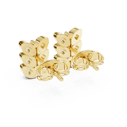 Verona Scallop Round Diamond Stud Earrings in Yellow Gold - Round Cut Lab Diamond Yellow Gold Ring