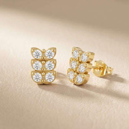 Verona Scallop Round Diamond Stud Earrings in Yellow Gold - Round Cut Lab Diamond Yellow Gold Ring