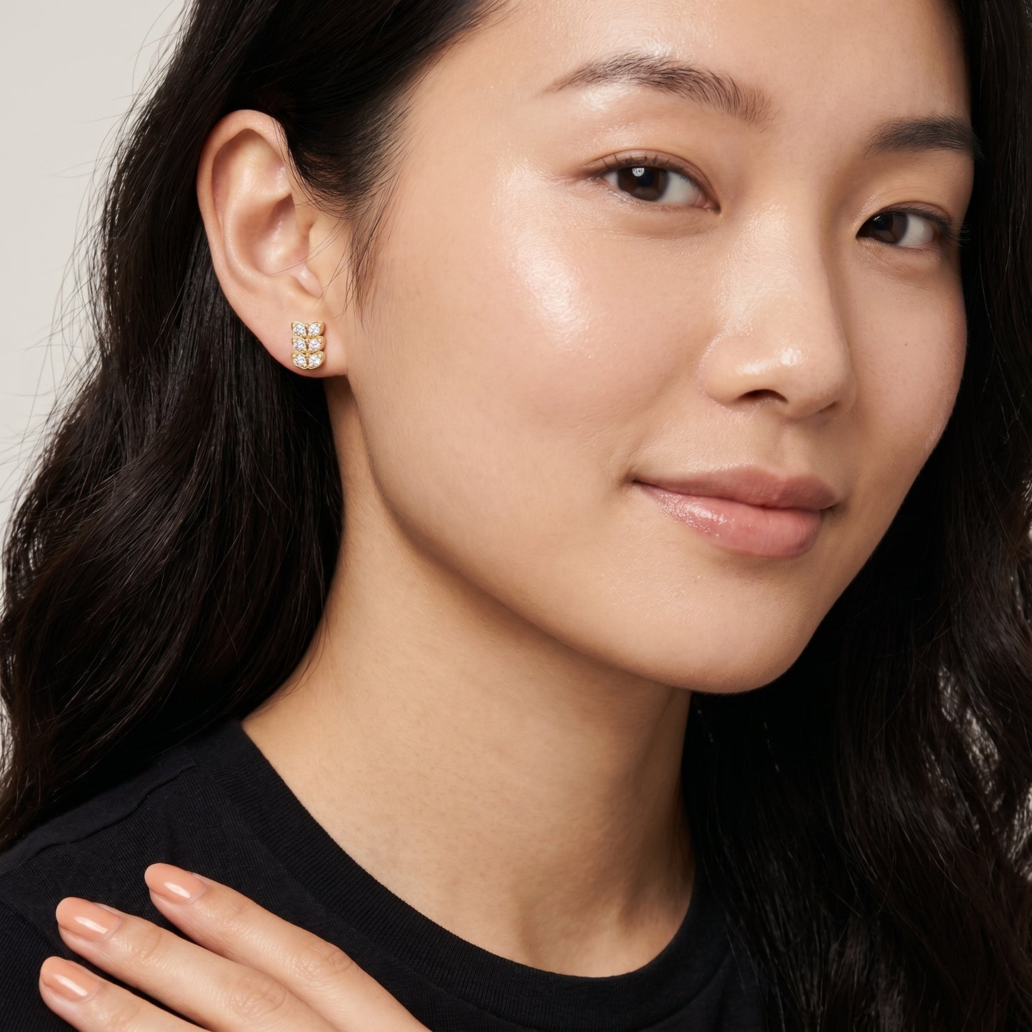 Verona Scallop Round Diamond Stud Earrings in Yellow Gold - Round Cut Lab Diamond Yellow Gold Ring