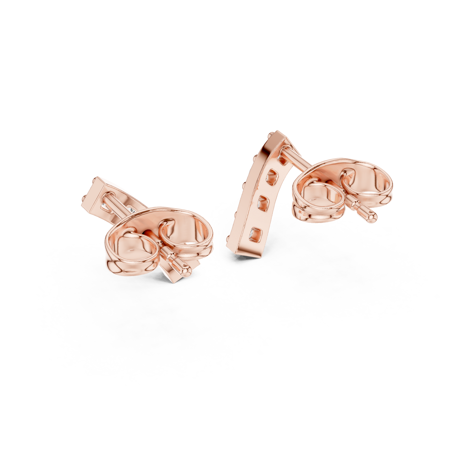 Nova Bar Round Diamond Stud Earrings in Rose Gold - Round Cut Lab Diamond Rose Gold Ring