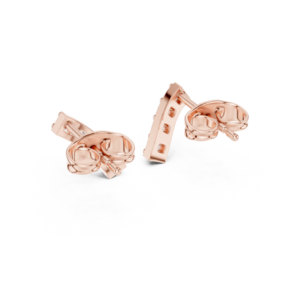 Nova Bar Round Diamond Stud Earrings in Rose Gold - Round Cut Lab Diamond Rose Gold Ring