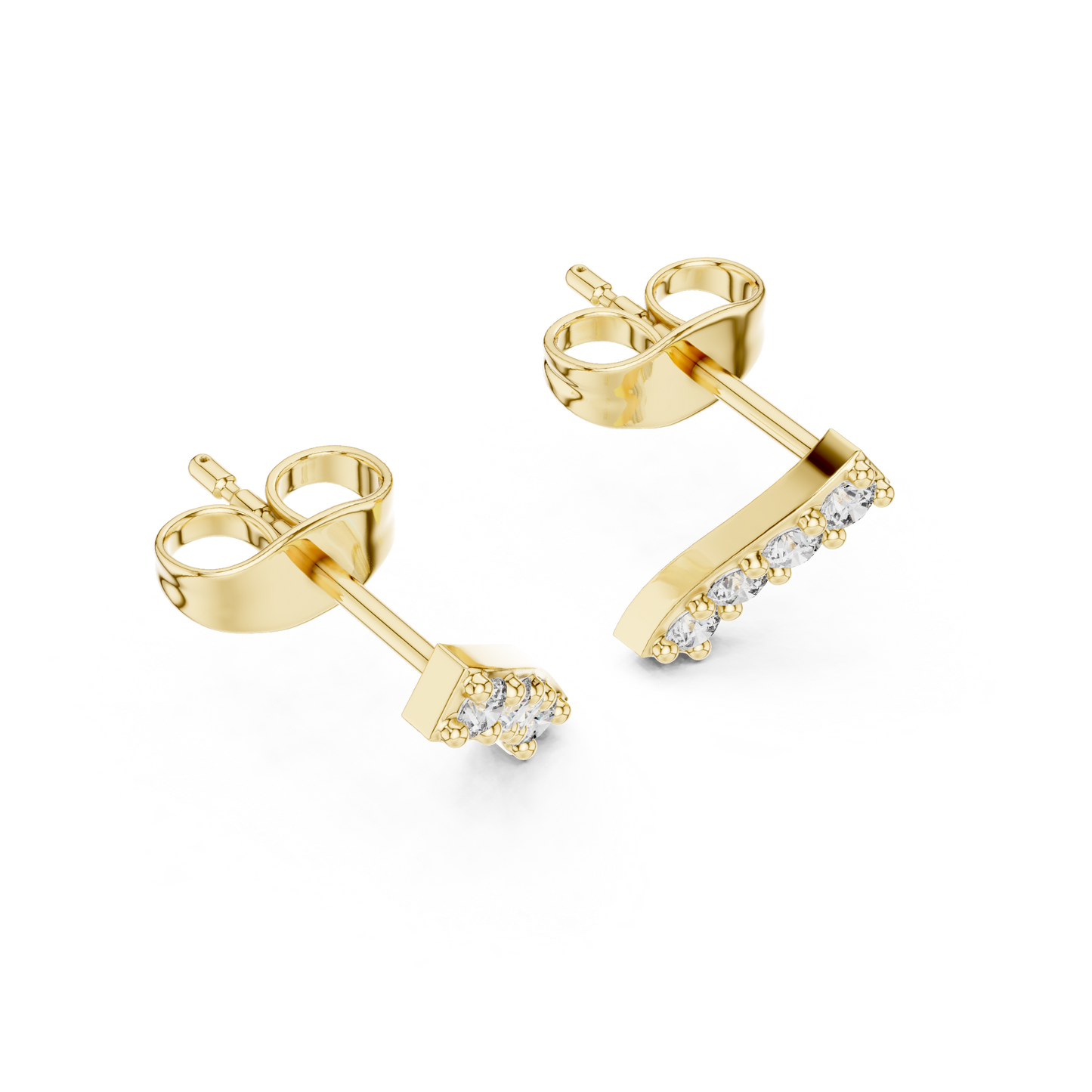 Nova Bar Round Diamond Stud Earrings in Yellow Gold - Round Cut Lab Diamond Yellow Gold Ring