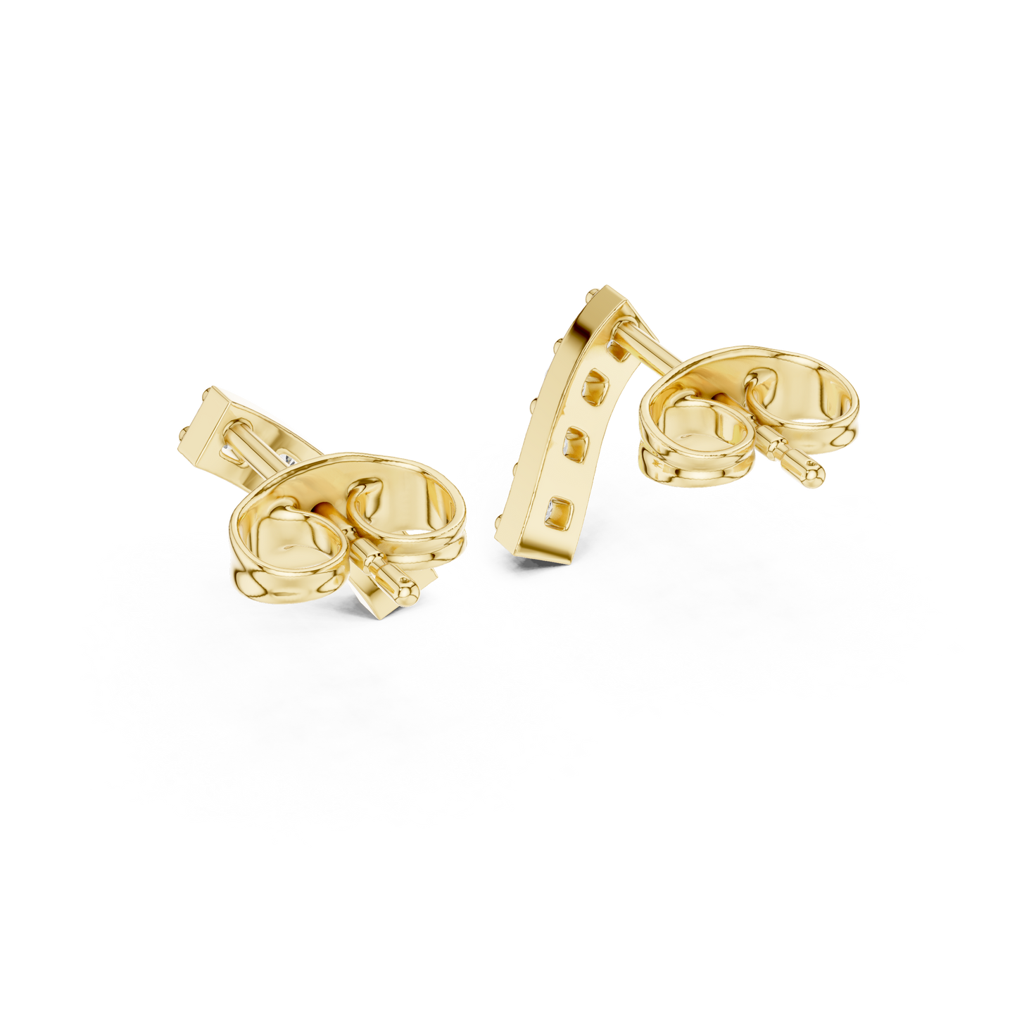Nova Bar Round Diamond Stud Earrings in Yellow Gold - Round Cut Lab Diamond Yellow Gold Ring