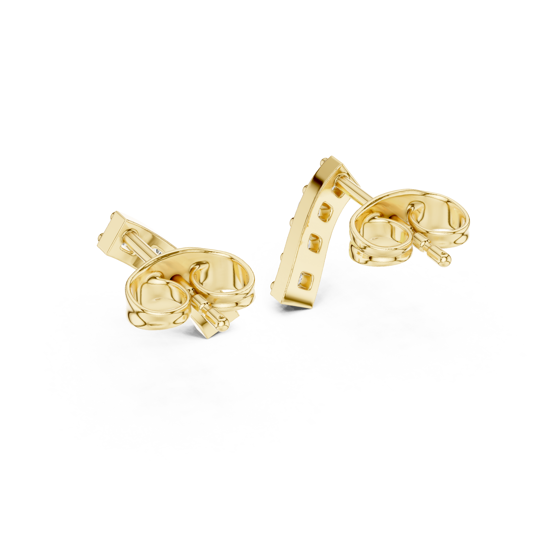 Nova Bar Round Diamond Stud Earrings in Yellow Gold - Round Cut Lab Diamond Yellow Gold Ring