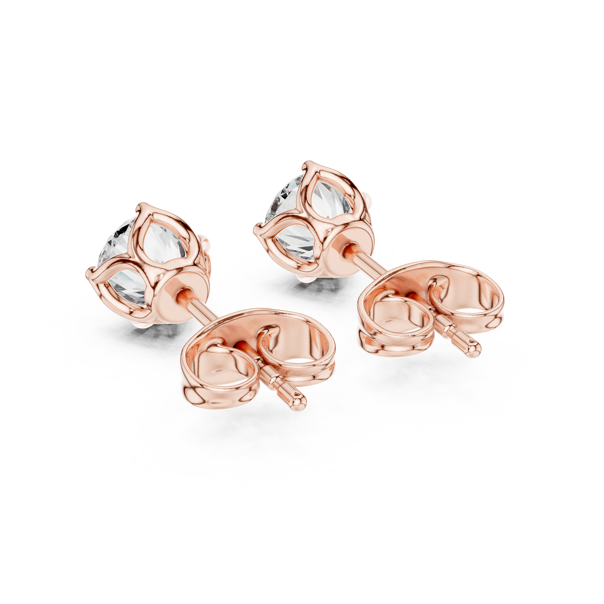 Amour Classic Round Diamond Stud Earrings in Rose Gold - Round Cut Lab Diamond Rose Gold Ring