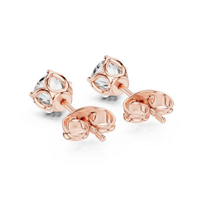 Amour Classic Round Diamond Stud Earrings in Rose Gold - Round Cut Lab Diamond Rose Gold Ring