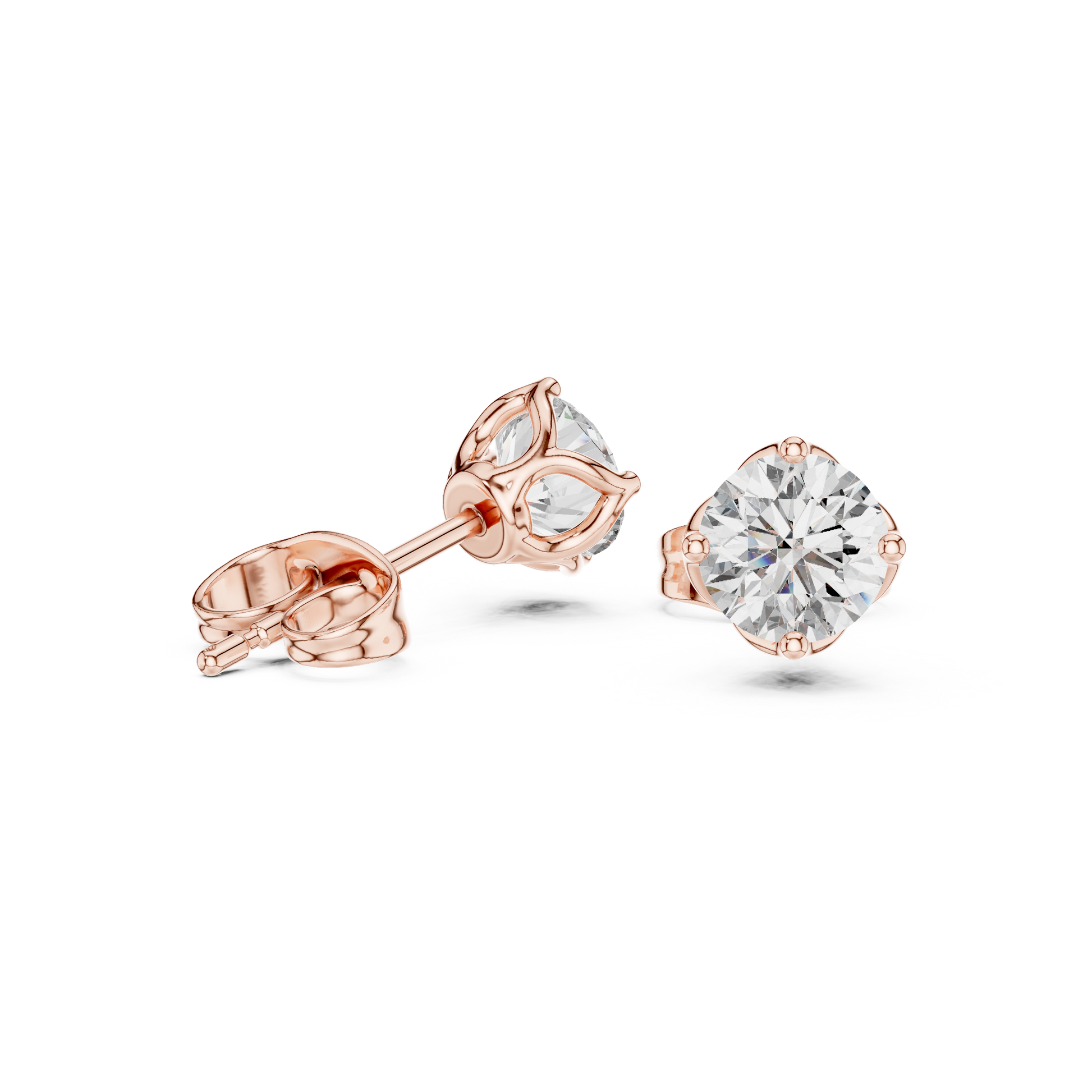 Amour Classic Round Diamond Stud Earrings in Rose Gold - Round Cut Lab Diamond Rose Gold Ring