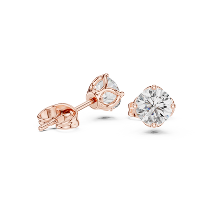 Amour Classic Round Diamond Stud Earrings in Rose Gold - Round Cut Lab Diamond Rose Gold Ring