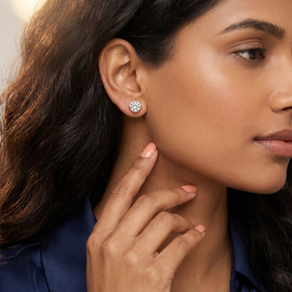 Amour Classic Round Diamond Stud Earrings in Rose Gold - Round Cut Lab Diamond Rose Gold Ring