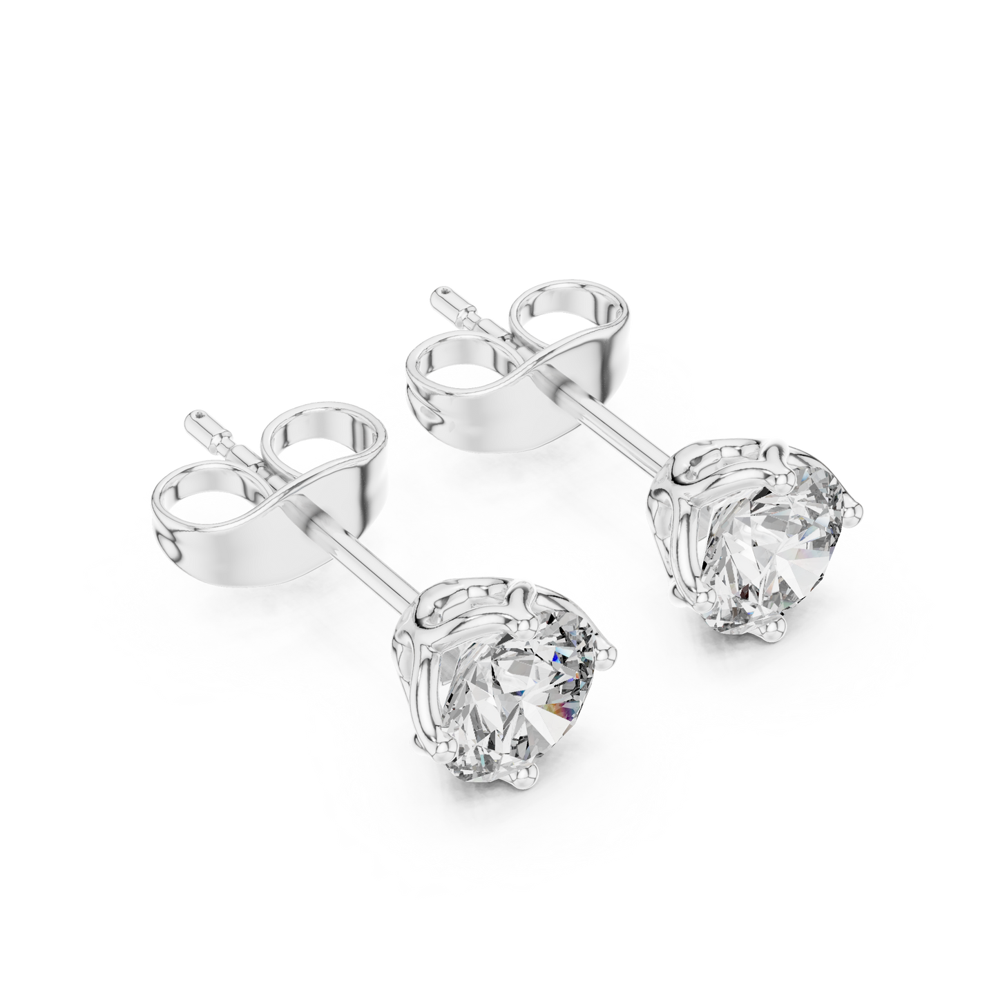 Amour Classic Round Diamond Stud Earrings in Platinum - Round Cut Lab Diamond Platinum Ring