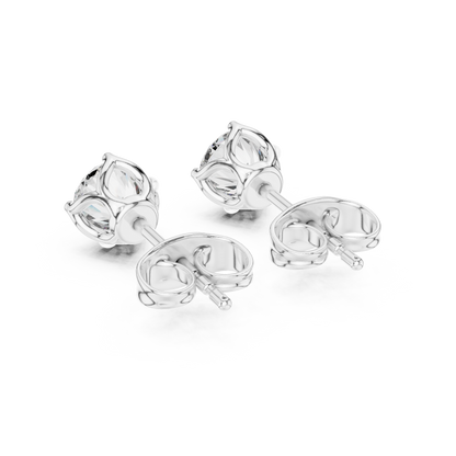 Amour Classic Round Diamond Stud Earrings in White Gold - Round Cut Lab Diamond White Gold Ring