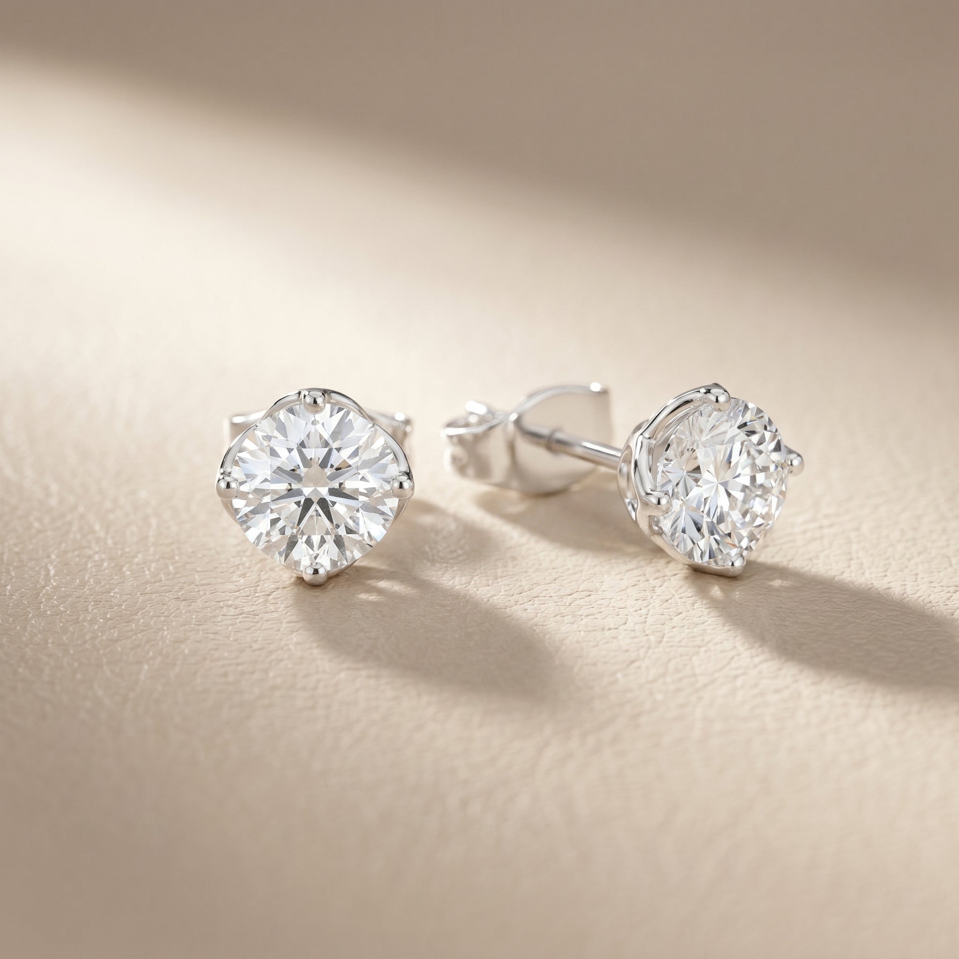 Amour Classic Round Diamond Stud Earrings in Platinum - Round Cut Lab Diamond Platinum Ring