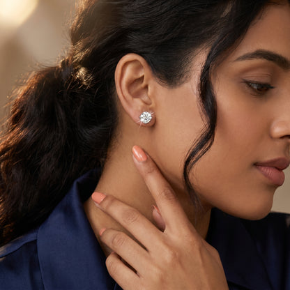 Amour Classic Round Diamond Stud Earrings in Platinum - Round Cut Lab Diamond Platinum Ring