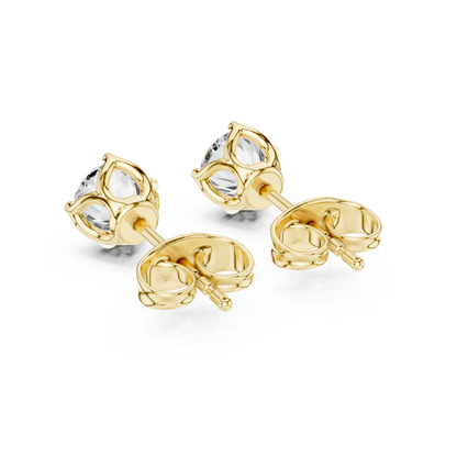 Amour Classic Round Diamond Stud Earrings in Yellow Gold - Round Cut Lab Diamond Yellow Gold Ring