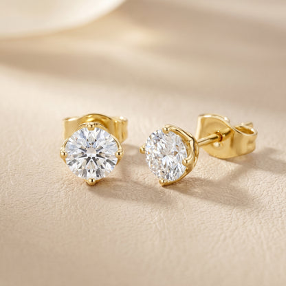 Amour Classic Round Diamond Stud Earrings in Yellow Gold - Round Cut Lab Diamond Yellow Gold Ring