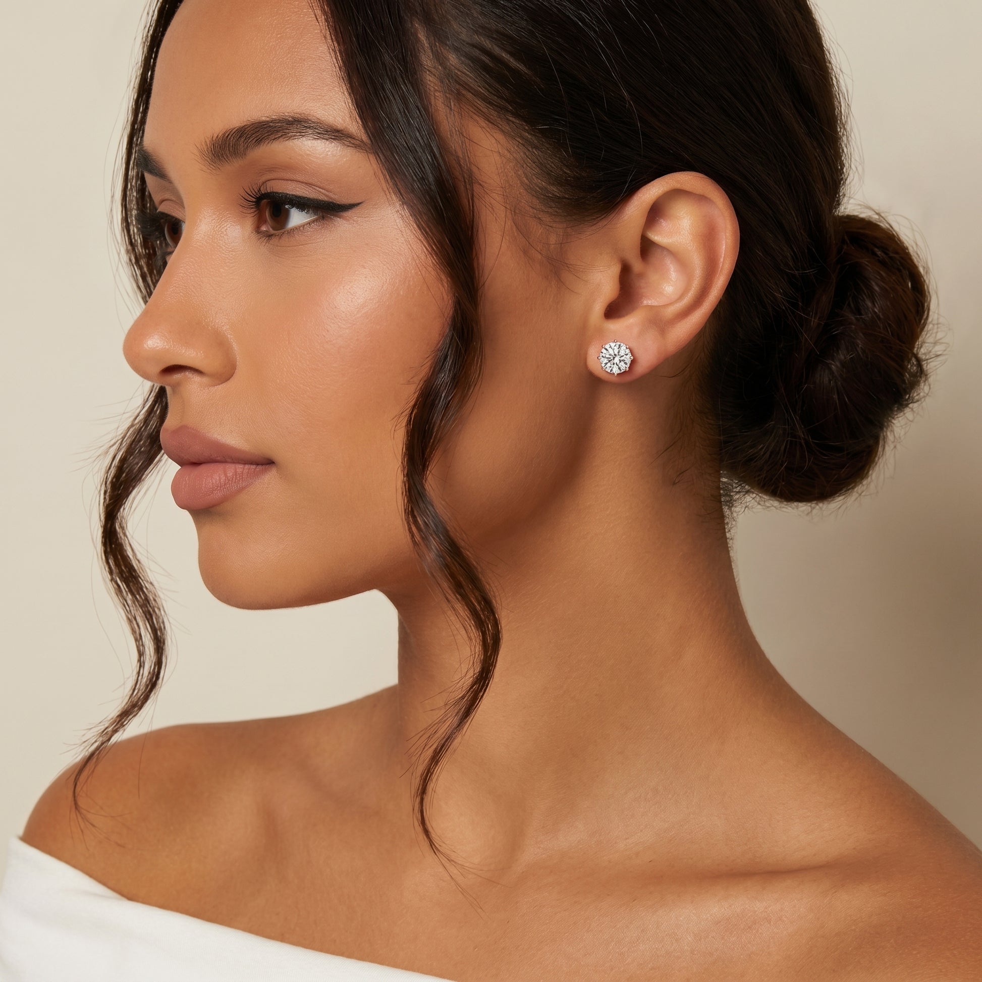 Round Cut Lab Grown Diamond Stud Earrings in Rose Gold