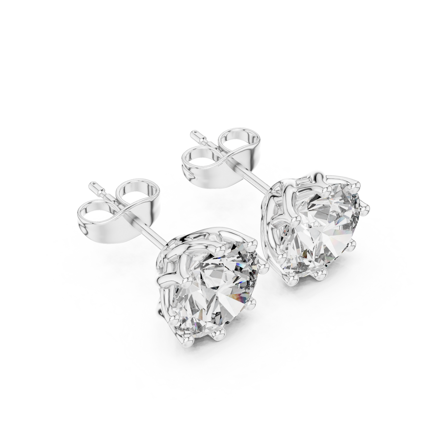 Round Cut Lab Grown Diamond Stud Earrings in White Gold