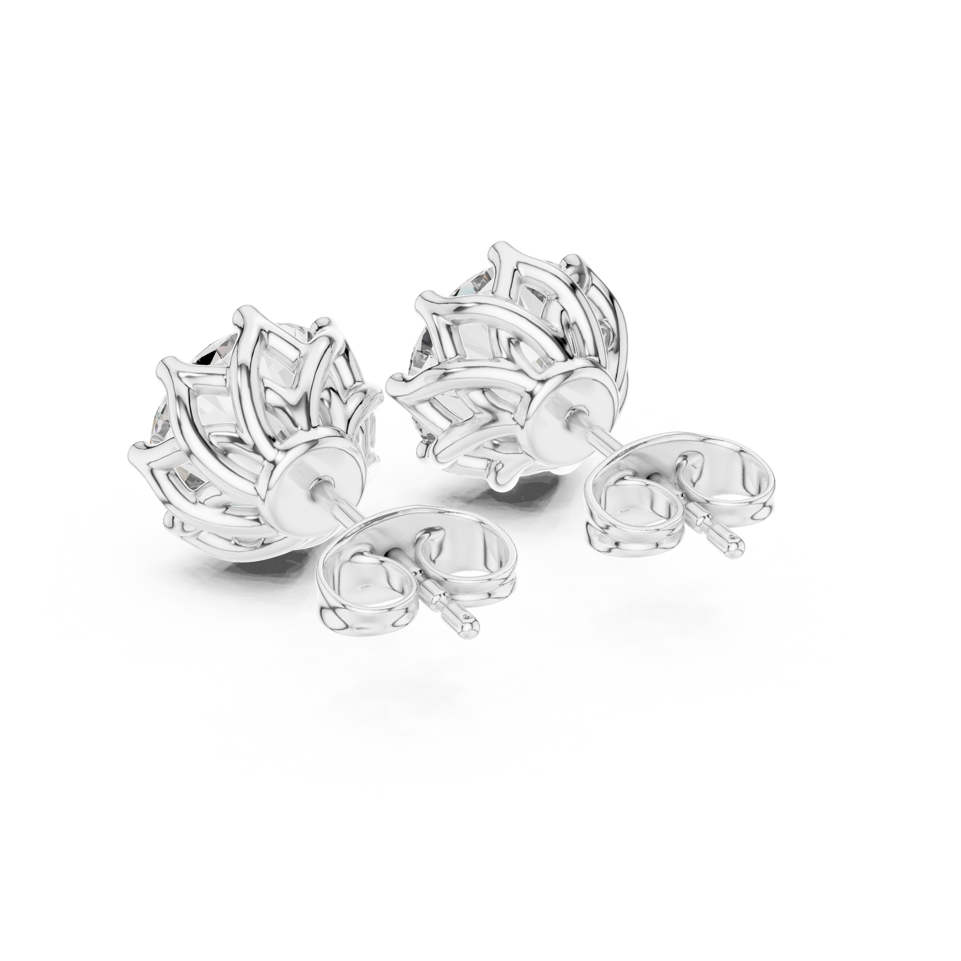 Round Cut Lab Grown Diamond Stud Earrings in White Gold