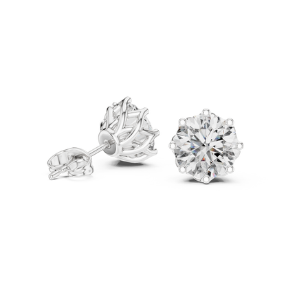 Round Cut Lab Grown Diamond Stud Earrings in White Gold