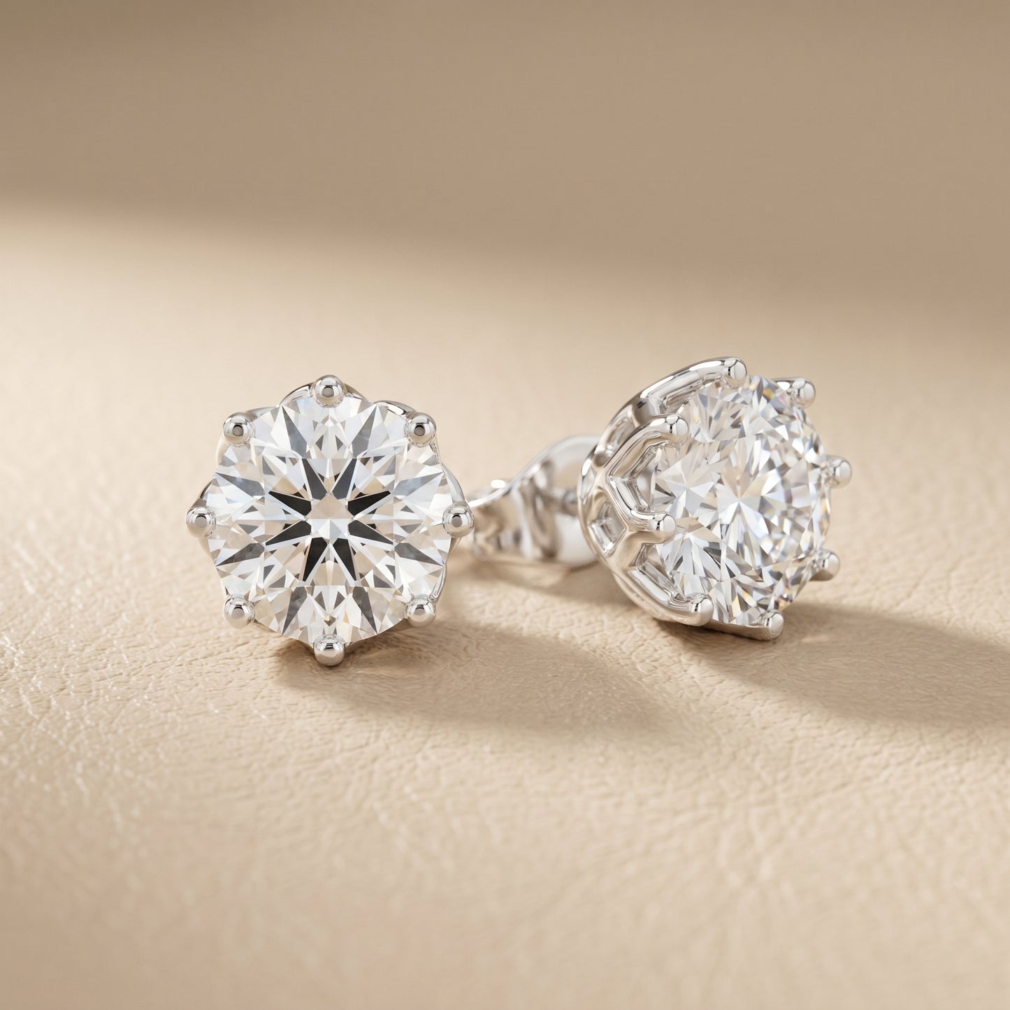 Round Cut Lab Grown Diamond Stud Earrings in White Gold