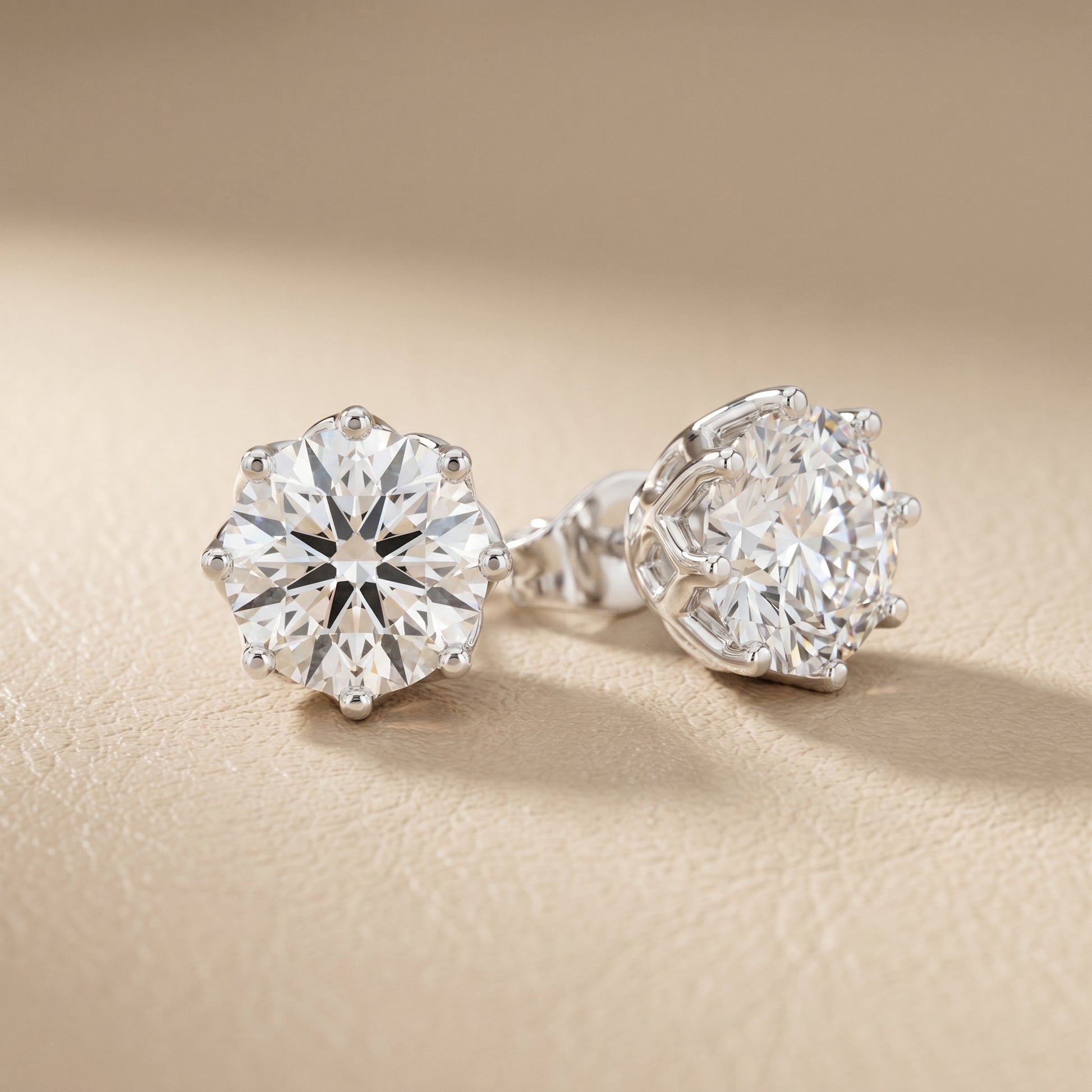 Round Cut Lab Grown Diamond Stud Earrings in White Gold