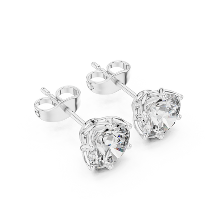 Round Cut Lab Grown Diamond Stud Earrings in White Gold