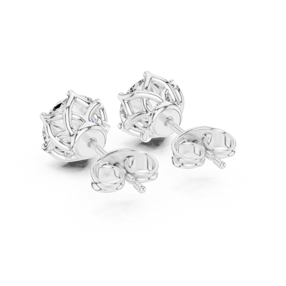 Round Cut Lab Grown Diamond Stud Earrings in White Gold