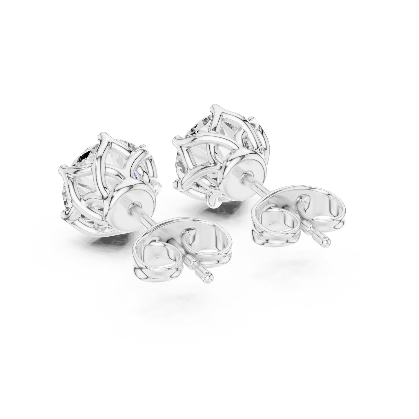 Round Cut Lab Grown Diamond Stud Earrings in Silver
