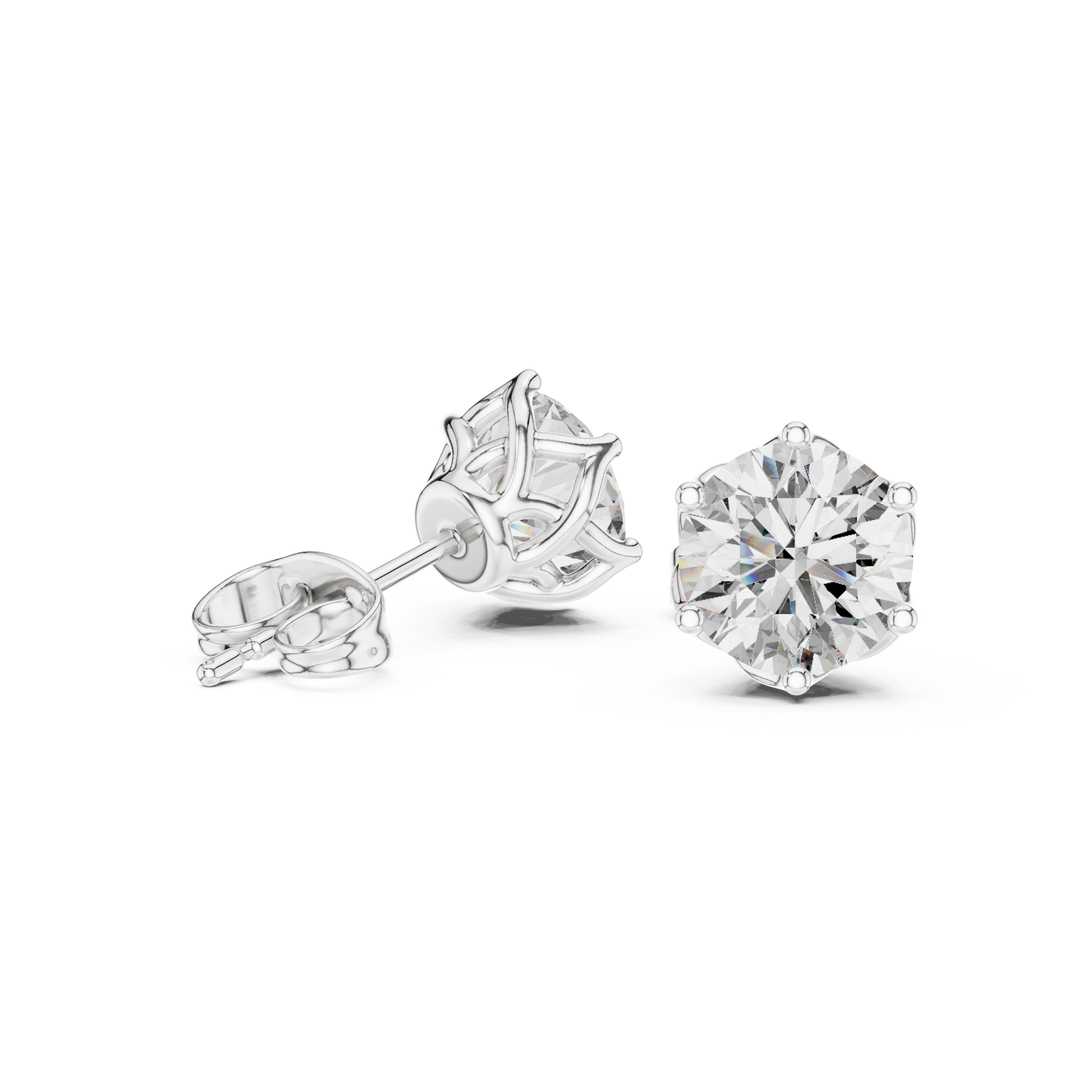 Round Cut Lab Grown Diamond Stud Earrings in White Gold
