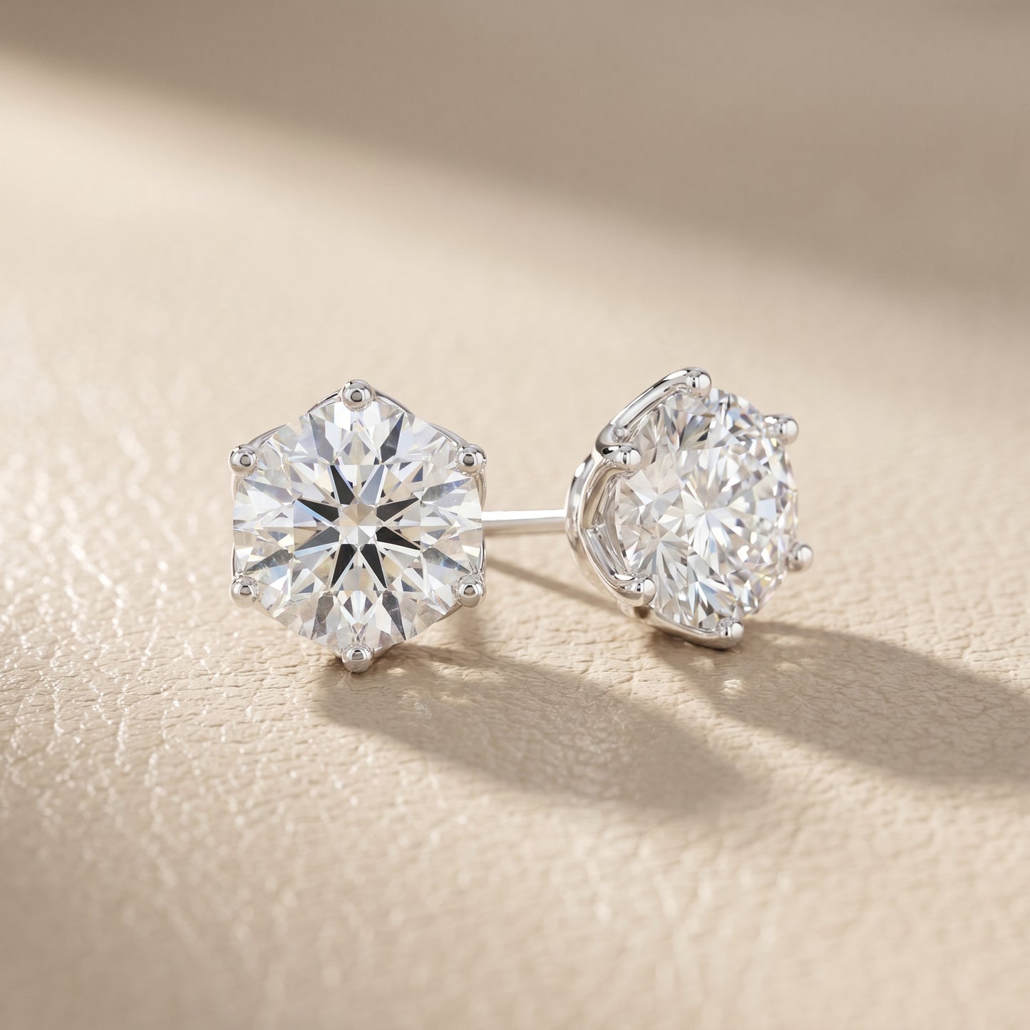 Round Cut Lab Grown Diamond Stud Earrings in Platinum