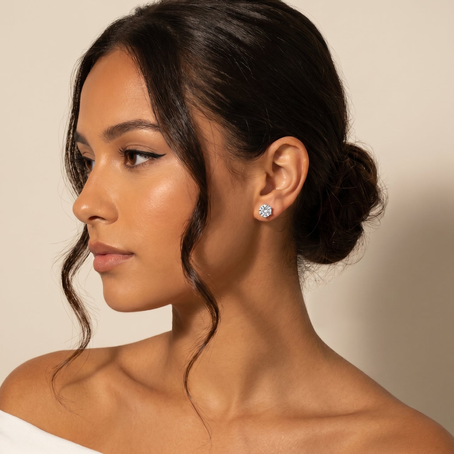 Round Cut Lab Grown Diamond Stud Earrings in White Gold