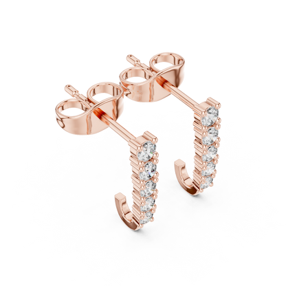 Round Cut Lab Grown Diamond Stud Earrings in Rose Gold