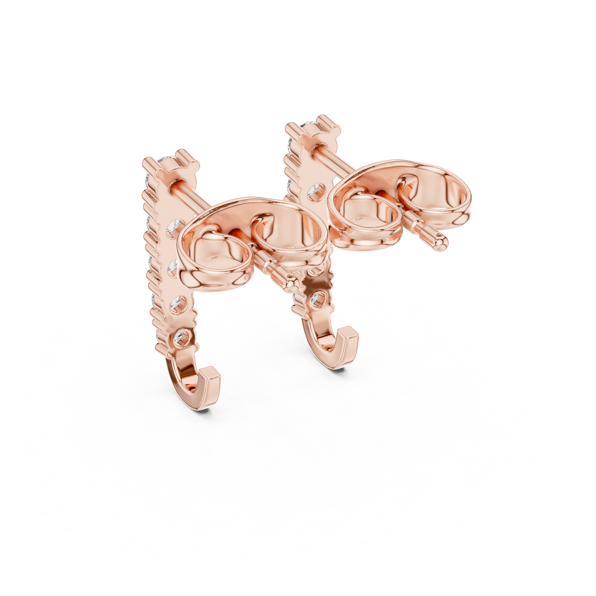 Round Cut Lab Grown Diamond Stud Earrings in Rose Gold
