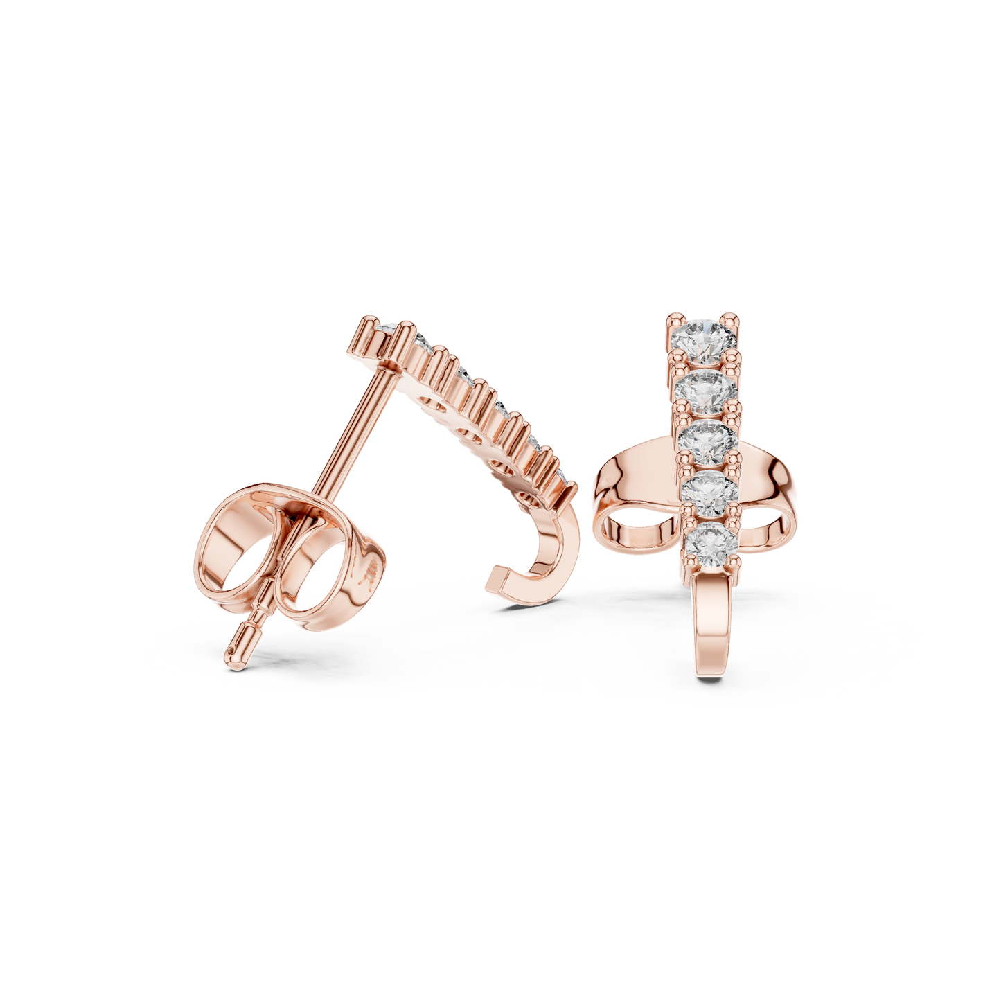 Round Cut Lab Grown Diamond Stud Earrings in Rose Gold
