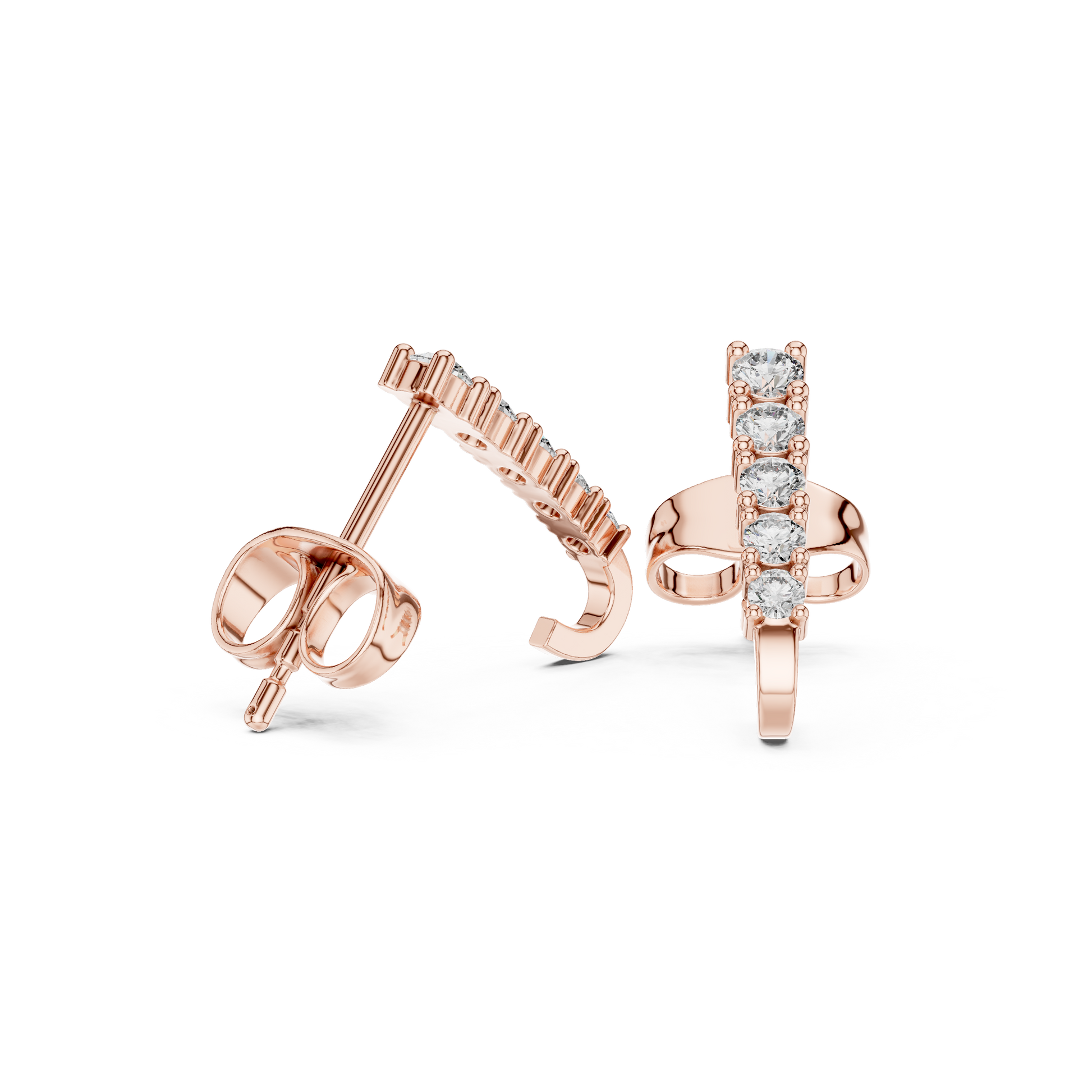Round Cut Lab Grown Diamond Stud Earrings in Rose Gold