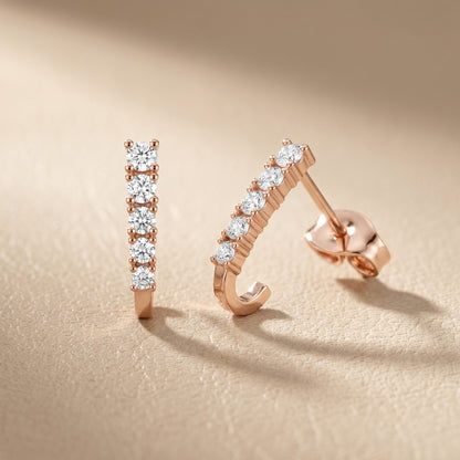 Round Cut Lab Grown Diamond Stud Earrings in Rose Gold
