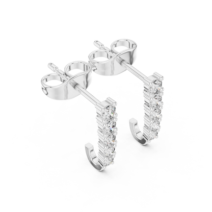 Round Cut Lab Grown Diamond Stud Earrings in Silver