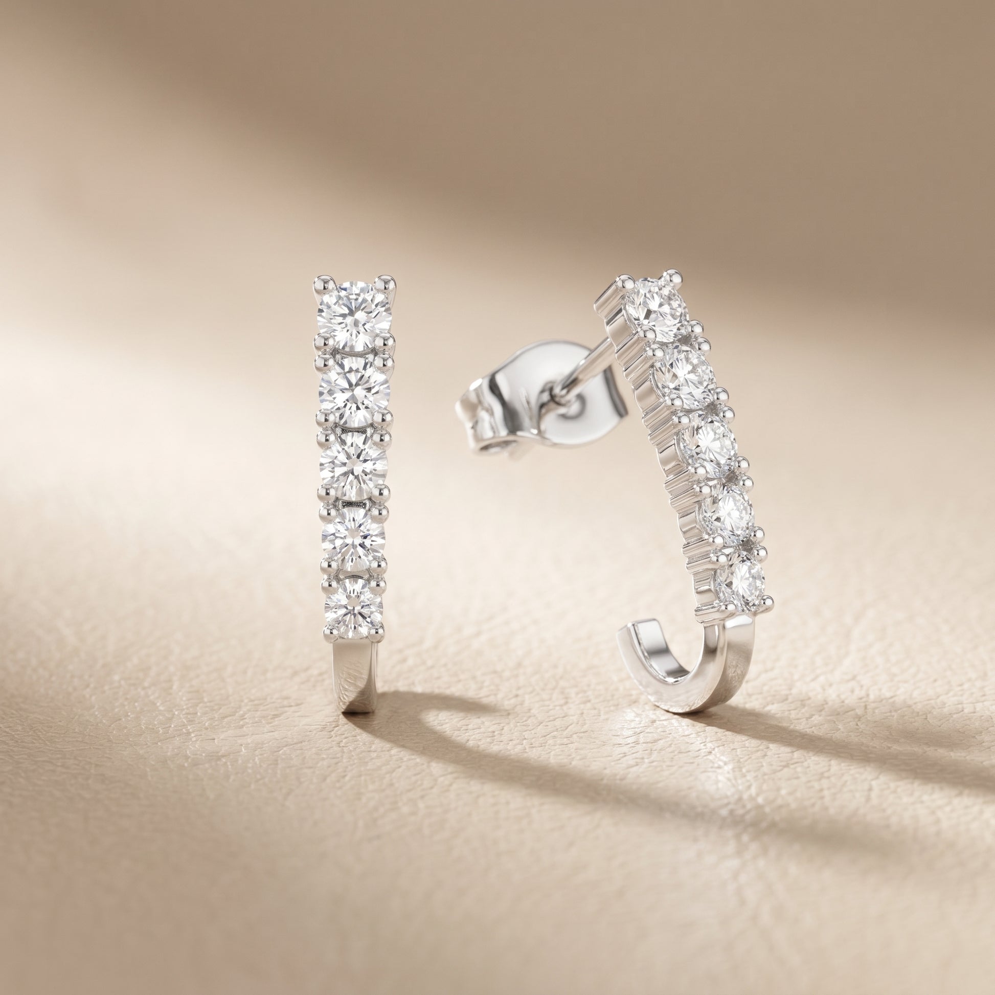 Round Cut Lab Grown Diamond Stud Earrings in White Gold