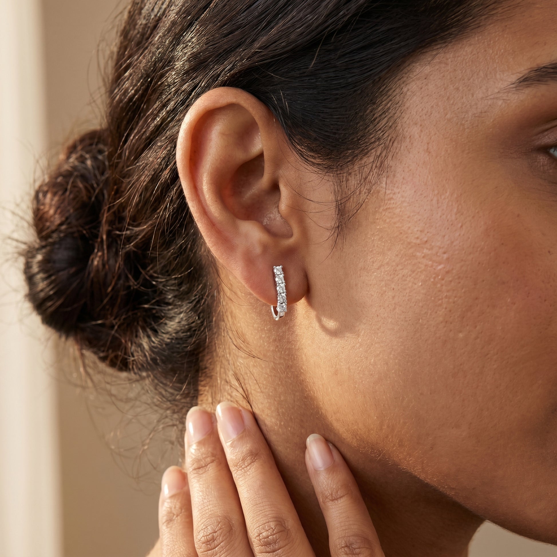 Round Cut Lab Grown Diamond Stud Earrings in Silver