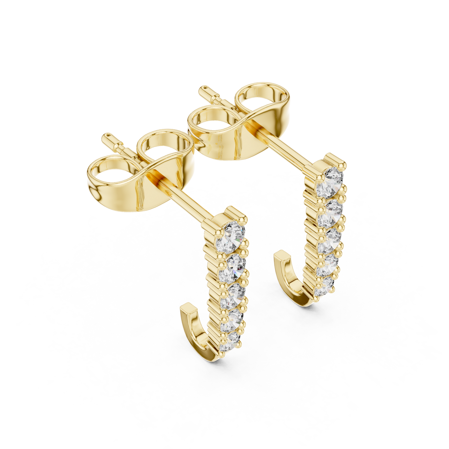 Round Cut Lab Grown Diamond Stud Earrings in Yellow Gold
