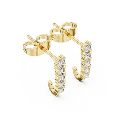 Round Cut Lab Grown Diamond Stud Earrings in Yellow Gold